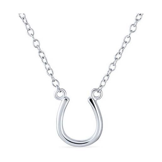 Bling Jewelry minimalista mini petite semplice equestre buona fortuna fascino ferro di cavallo collana pendente occidentale gioielli per le donne per l'adolescenza. 925 sterling silver