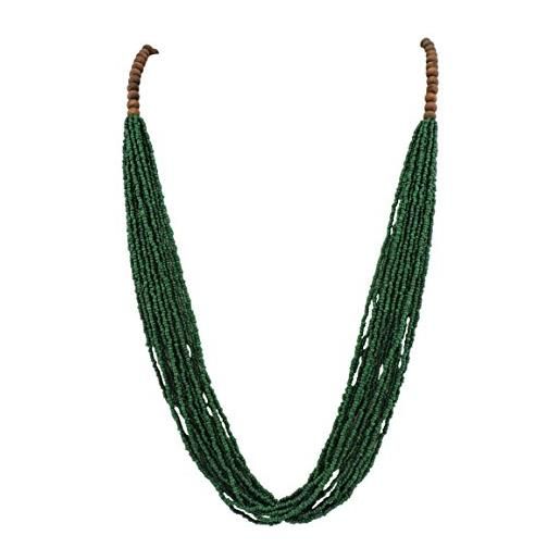 Bocar collana lunga in rilievo fatta a mano a lunga fila con confezione regalo （nk-10407=deep green）