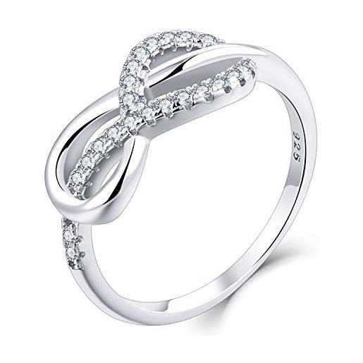 Starchenie anello a infinito per donna argento 925 e zirconia cubica nodo eterno anelli (taglia 18)