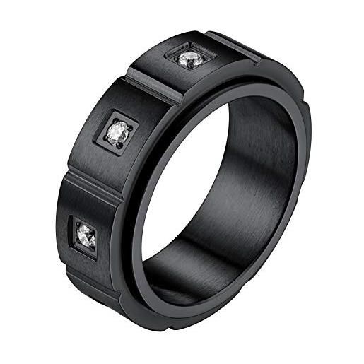 PROSTEEL anello uomo acciaio inossidabile a fascia misura 25 colore nero anelli larghi uomo