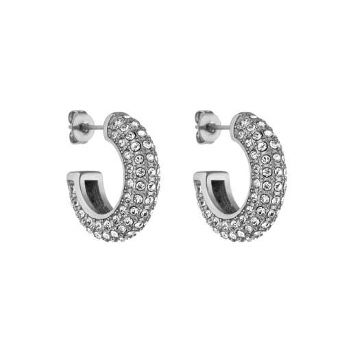 Purelei orecchini big glitter purelei® (argento), orecchini donna in acciaio inossidabile, gioielli da donna durevoli con pietre, orecchini a cerchio ideali come regalo, 20 mm di diametro
