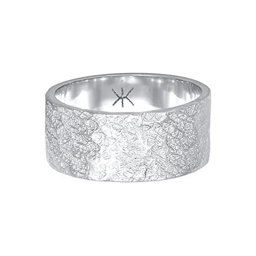 Kuzzoi anello da uomo (9 mm) massiccio forgiato a mano, anello da uomo in argento sterling 925, anello in argento invecchiato, anello con struttura rustica lucidato, misura anello 64