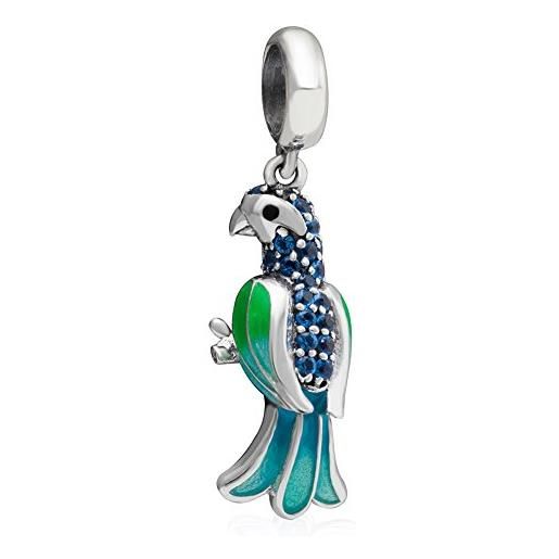YiRong Jewelry charm a forma di pappagallo in argento sterling 925 con uccellino a forma di animale per braccialetti pandora