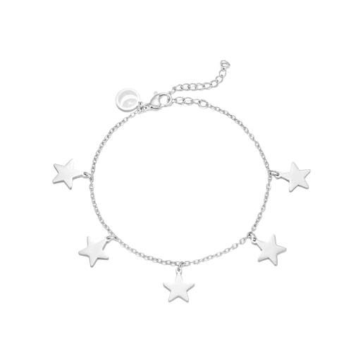 inSCINTILLE cuori e stelle bracciale donna in acciaio inossidabile con ciondoli (stelle argento)