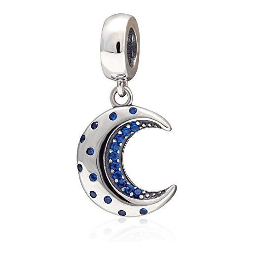 YiRong Jewelry charm a forma di luna, in argento sterling 925, con stella, per compleanno, anniversario, per braccialetti pandora (luna)