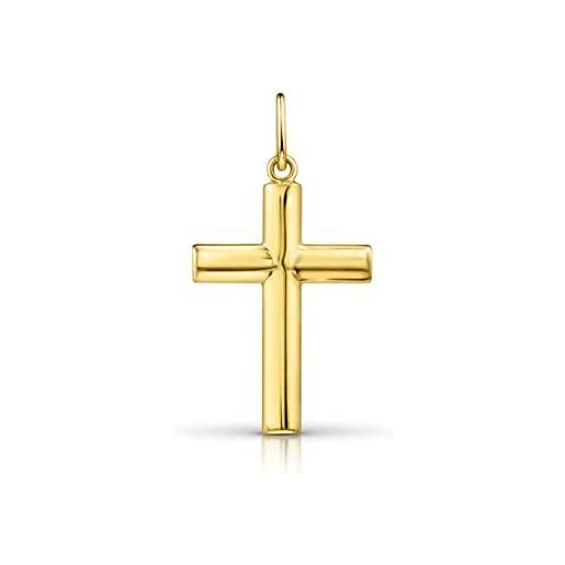 Amberta allure ciondolo a forma di croce unisex in oro giallo 9 carati: croce grande in oro