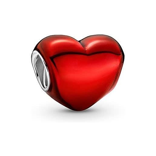 Annmors donna ciondolo cuore rosso argento 925 colgantes per charm bracciale