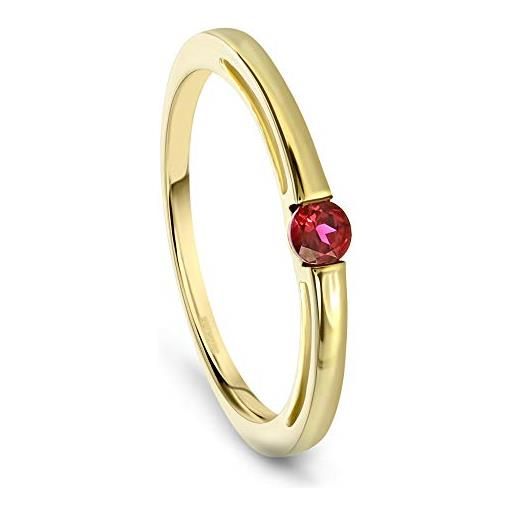 Miore - anello di fidanzamento da donna con pietre preziose rubino rosso in oro giallo 14 carati 585