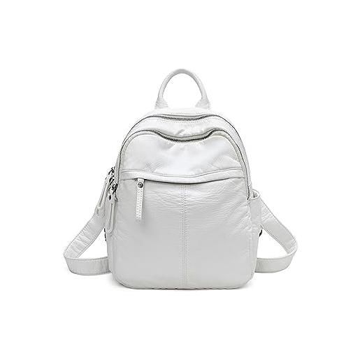 SCOFY FASHION zaino da donna in morbida pelle pu carino piccolo zaino per ragazze borsa per la scuola borsa borsa borsa a tracolla moda zaino, s2 bianco