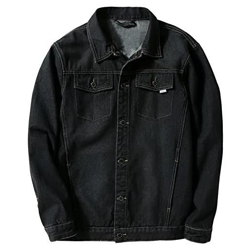 ANUFER uomini vestibilità ampia vintage giacca di jeans classico cappotto western trucker jeans blu sn070642 5xl