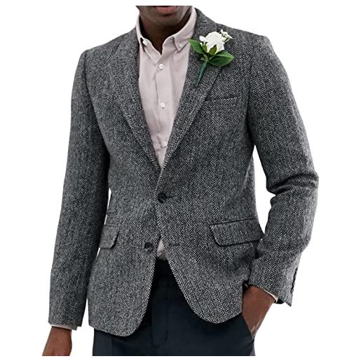 Solovedress sakko - giacca da uomo in lana blazer tweed da donna, vestibilità normale, classica, grigio. , s
