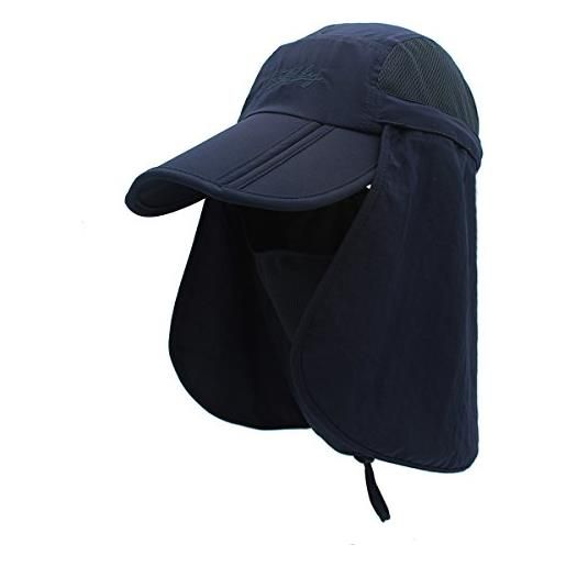 Huakunda cappello da sole da uomo upf 50+ protezione uv safari cap con maschera per il collo patta per escursioni all'aperto, pesca, giardinaggio, grigio chiaro, taglia unica