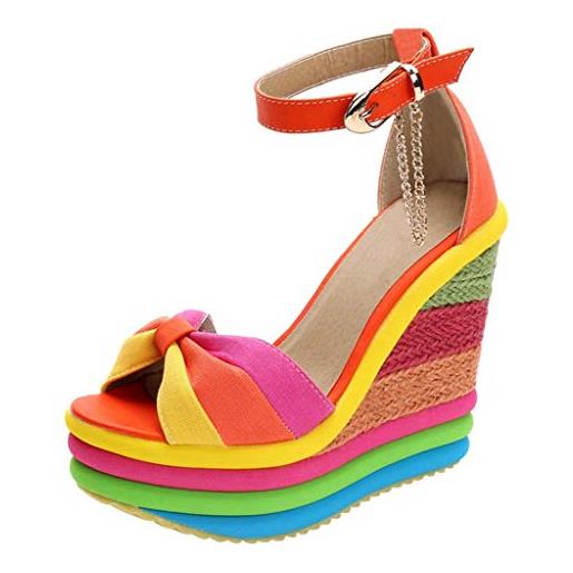 Generic wedges sandali patchwork scarpe da donna con punta alla zeppe da donna multicolori scarpe sexy tacchi