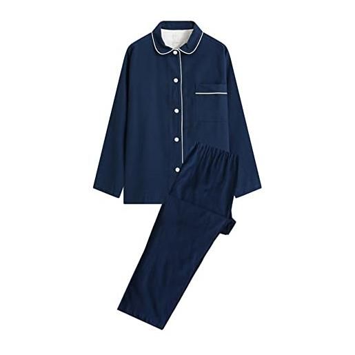 BFSGBFNTMD pigiama da casa in flanella di cotone spazzolato, pigiama da donna in puro cotone primaverile, autunnale e invernale