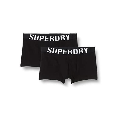 Superdry trunk dual logo double pack trunks, black/optic, xxl regular uomo