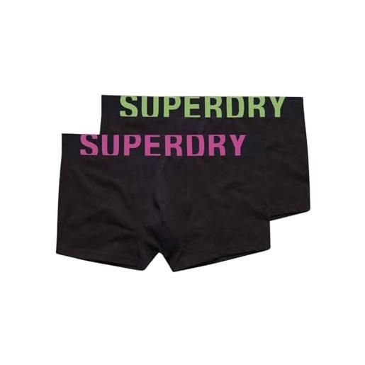 Superdry trunk dual logo double pack trunks, black/optic, xxl regular uomo