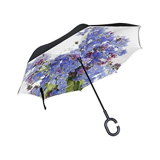 ISAOA ombrello grande invertito antivento doppio strato - pieghevole per uso auto, a forma di c per donne e uomini