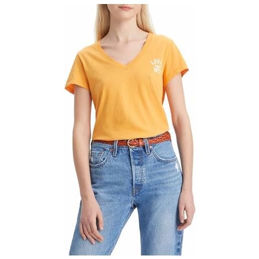 Levi's graphic perfect v-neck t-shirt, boxy sans logo powdered yellow, l donna