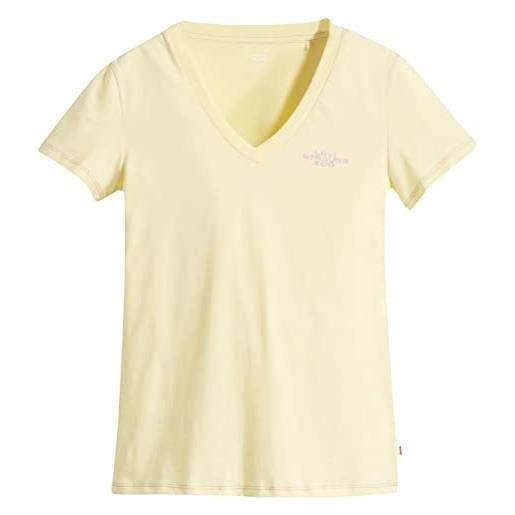 Levi's graphic perfect v-neck, t-shirt donna, boxy sans logo powdered yellow, s