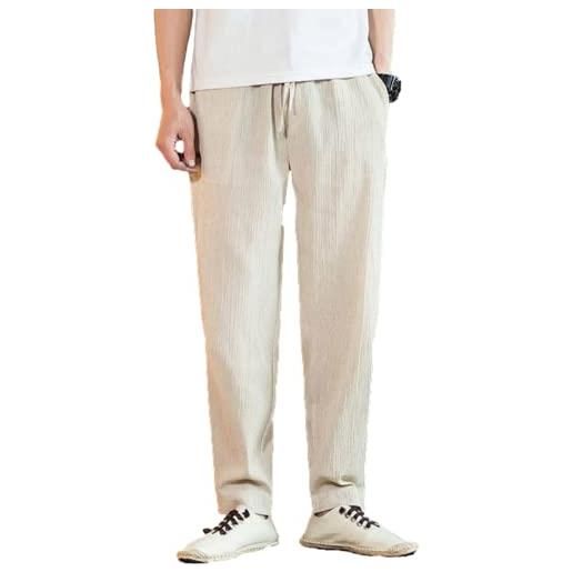 Generic pantaloni da uomo in tinta unita moda a vita media comodi pantaloni casual larghi in stile cinese di grandi dimensioni 5xl