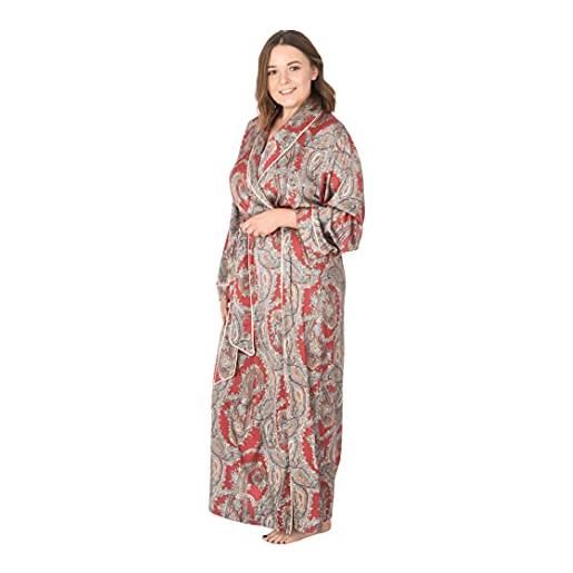 IDentity LNGR vestaglia lunga in raso da donna, vestaglia kimono di seta per donna plus size abito in raso, paisley bordeaux. , xl-xxl