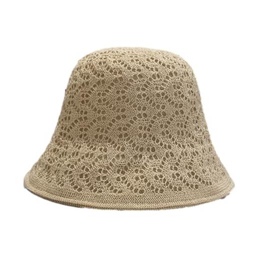 YZLYJ cappello da sole secchio bacino cap piccolo pescatore cappello da sole femminile parasole hollow sezione sottile traspirante, beige, medium