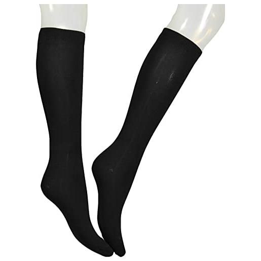CALZE PRESTIGE (3 paia) calze donna gambaletto elasticizzate in morbidissima microfibra effetto seta, molto coprente, colore nero - 100% made in italy