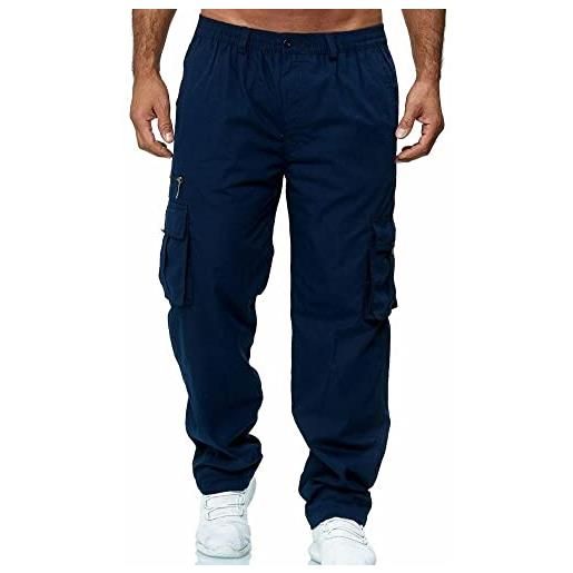 Angel ZYJ pantaloni cargo da uomo pantaloni sciolti casual pantaloni fitness con tasche laterali pantaloni sportivi da uomo pantaloni outdoor da uomo (m, blu navy)