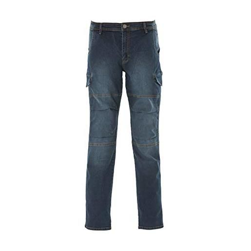 JRC 991620 jeans austin man pantalone da uomo multitasche elasticizzato misto cotone poliestere elastici in vita blu indigo (4xl)