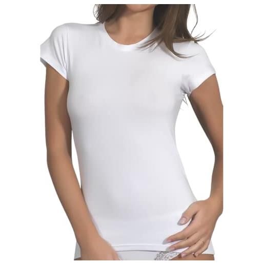 SNELLY maglia t-shirt o maglietta intima donna (pacco da 3-6-9) bianca in morbido cotone e modal a manica corta e girocollo 2071, intimo e non solo, capo di qualità, comoda e di marca