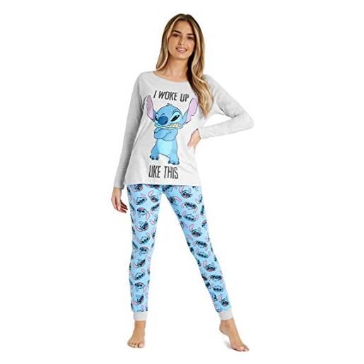 Disney pigiama donna - pigiama stitch pigiami donna cotone s-2xl stitch gadget regalo (beige mickey, xl)