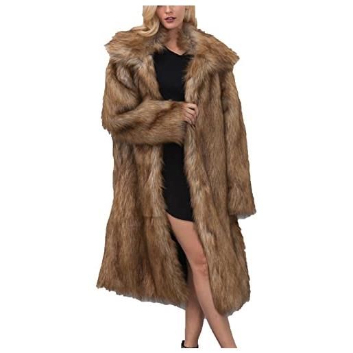 WHZXYDN giacca da donna lunga in pelliccia sintetica con collo quadrato alla moda giacca da donna autunno e inverno con cappotto lungo