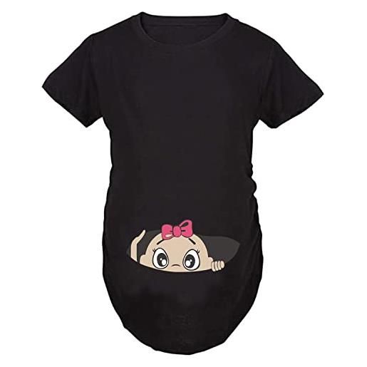 Imaczi q. Kim donna maglietta premaman maniche corte t-shirt divertente neonato -neonata serie nero s