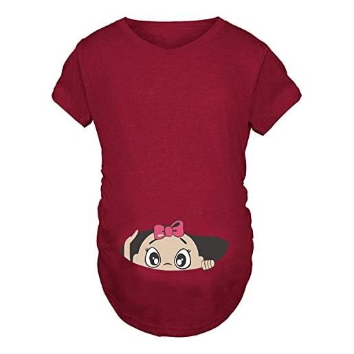 Imaczi q. Kim donna maglietta premaman maniche corte t-shirt divertente neonato -neonata serie nero l