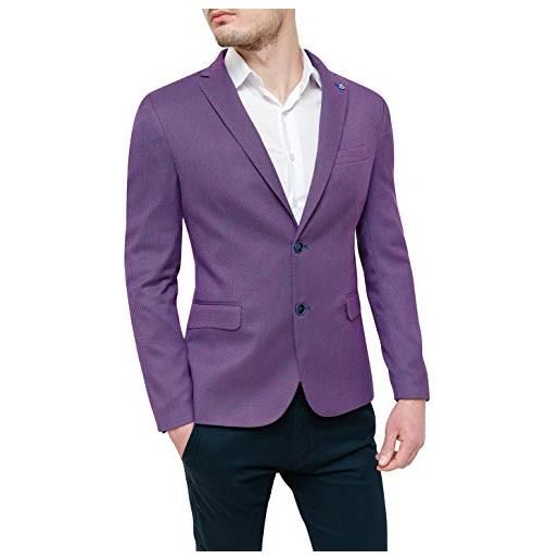 FB CLASS giacca uomo sartoriale viola elegante estiva 100% made in italy cerimonia (l, viola)