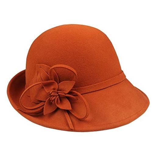 FEOYA cappello donna vintage invernale berretto lana cerimonia rosso