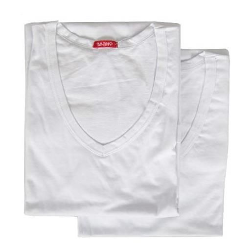 RAGNO confezione 2 t-shirt uomo maglietta intima manica corta camiciola scollo v cotone bipack articolo 601418, 010b bianco, xl
