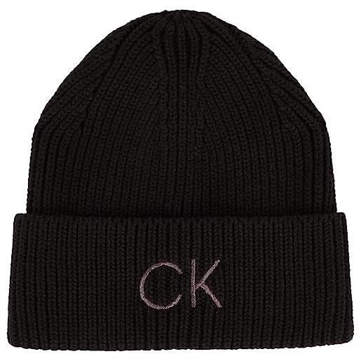 Calvin Klein Jeans calvin klein berretto in maglia donna re-lock berretto invernale, nero (ck black), taglia unica