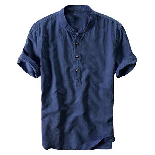 Xmiral t shirts il colletto fresco e traspirante da uomo estivo, la camicia di cotone, la maglia a maniche corte (xxl, marina militare)