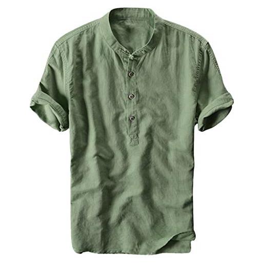 Xmiral t shirts il colletto fresco e traspirante da uomo estivo, la camicia di cotone, la maglia a maniche corte (m, army green)