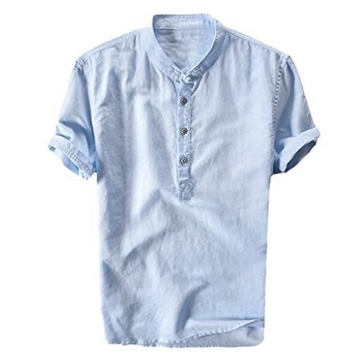 Xmiral t shirts il colletto fresco e traspirante da uomo estivo, la camicia di cotone, la maglia a maniche corte (3xl, blu)