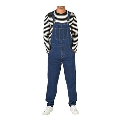 WSLCN denim salopette per uomo regolare fit moda bretella jeans denim tuta, blu, small