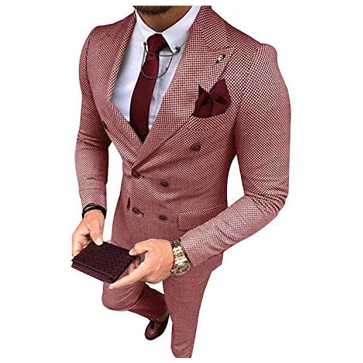 Solove-Suit tuta da uomo a due file, alla moda, slim fit, blazer e pantaloni. Colore: rosso 56