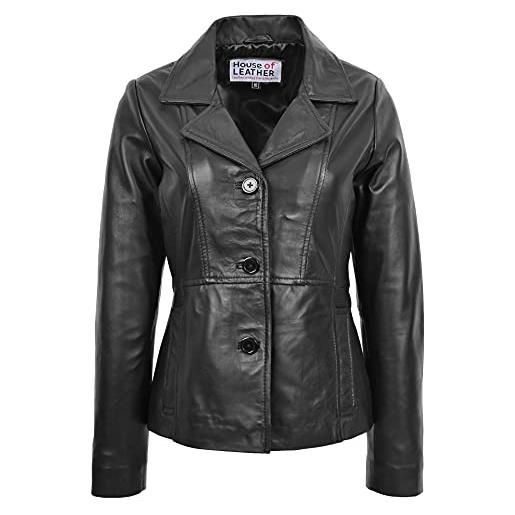 House Of Leather giacca da donna in vera pelle con bottoni classici ruth nero 42