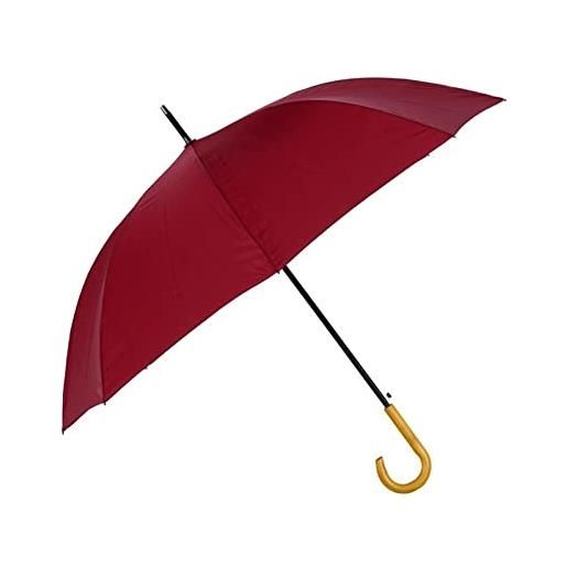 VIRSUS 1 ombrello lungo e resistente 8 stecche 9514 di colore rosso e manico in legno, aste e struttura in fibra rinforzata antivento pioggia inverno