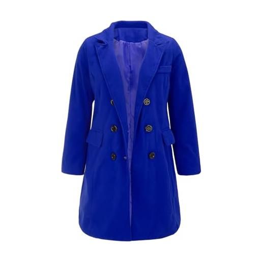 Xmiral giacca parka trapuntato inverno cappotto da donna in lana a media lunghezza a pelo lungo (3xl, blu)