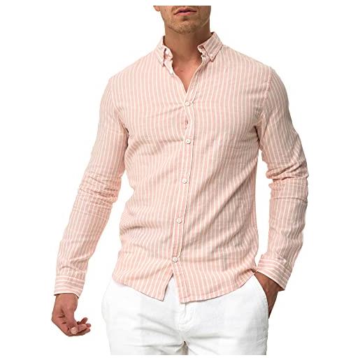 Indicode uomini brayden shirt | camicia a righe con collo button-down coral cloud s