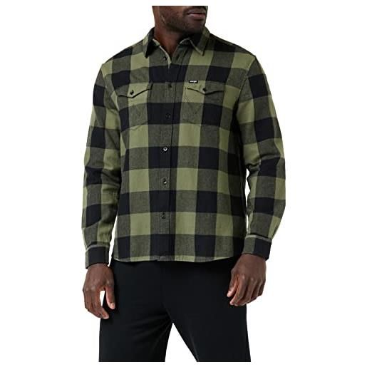 Wrangler 2 pocket flap shirt camicia, deep lichen green, x-large uomini