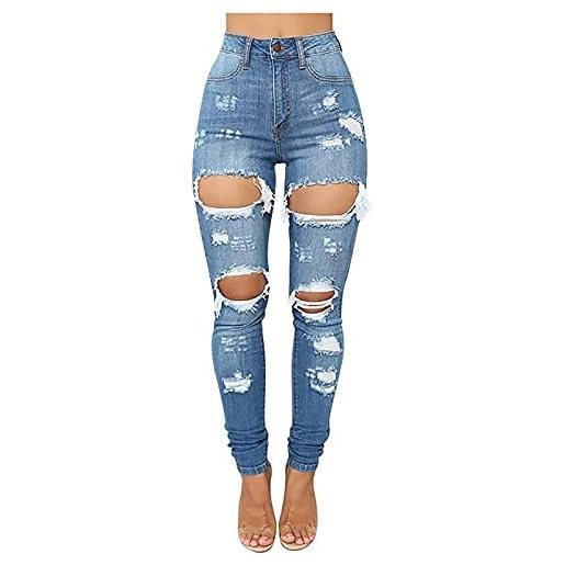 Eauptffy pantaloni di lino donna jeans strappati jeans a vita alta per donna jeans elasticizzati da donna con vita invecchiata pantaloni per fanghi riutilizzabili
