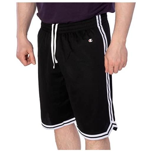 Champion pantaloncini da uomo bermuda logo running training cotone basket style, nero , l